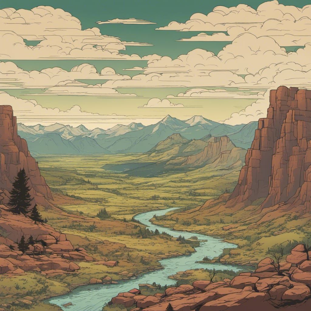 Cartoon Valley Landscape in Adventure Time Style