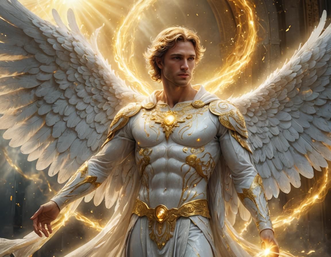 Radiant Six-Winged Angel in Divine Light