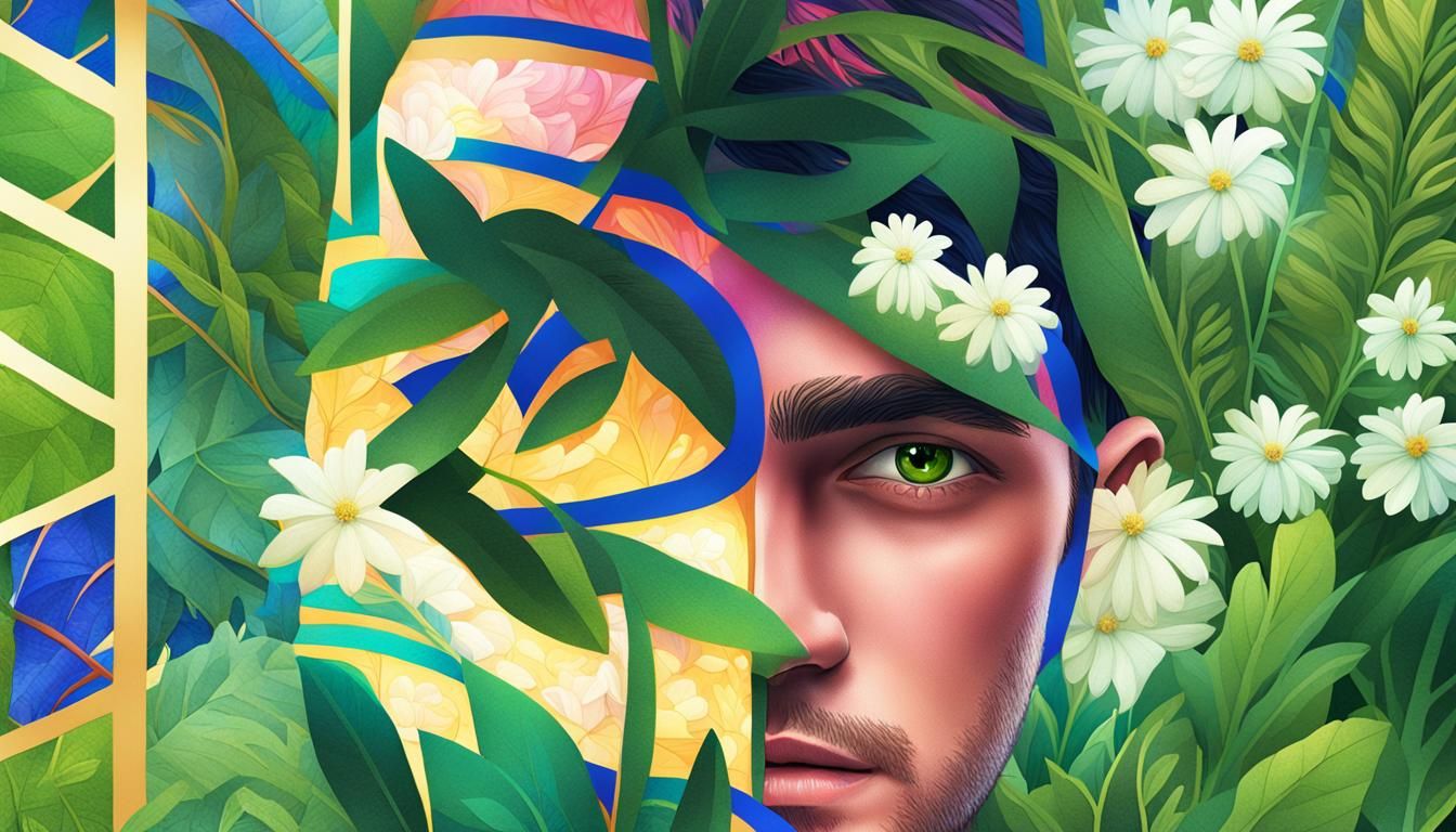 Vibrant Fantasy Portrait of Smiling Young Man