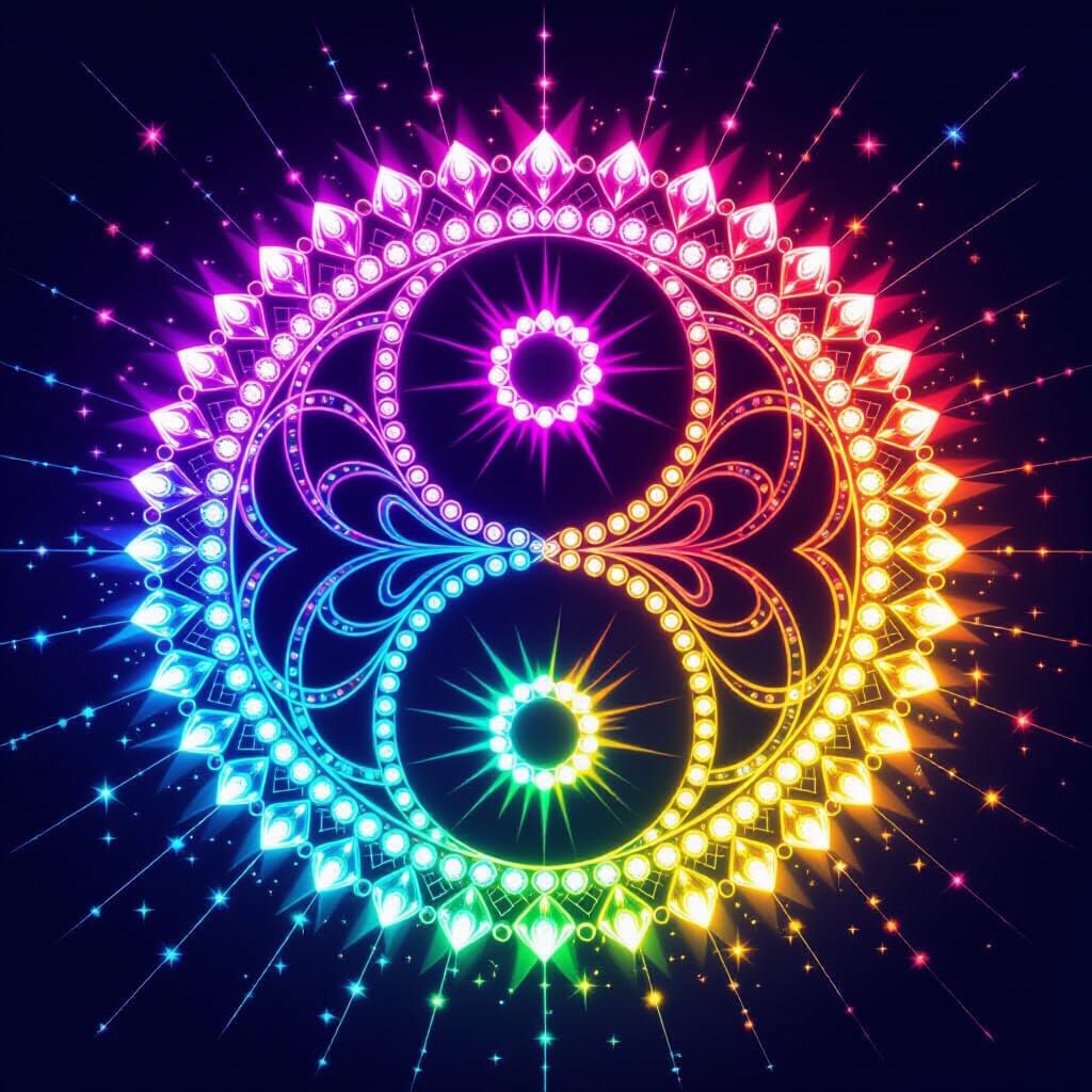 Rainbow Craft Beads Yin Yang with Ethereal Light