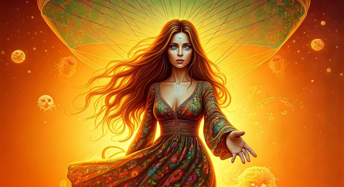 Surreal Woman with Parachute in Dreamlike Style