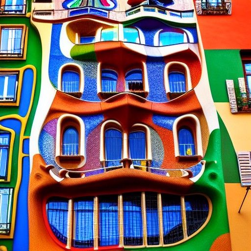 Colorful Casa Batllo in Hundertwasser Style
