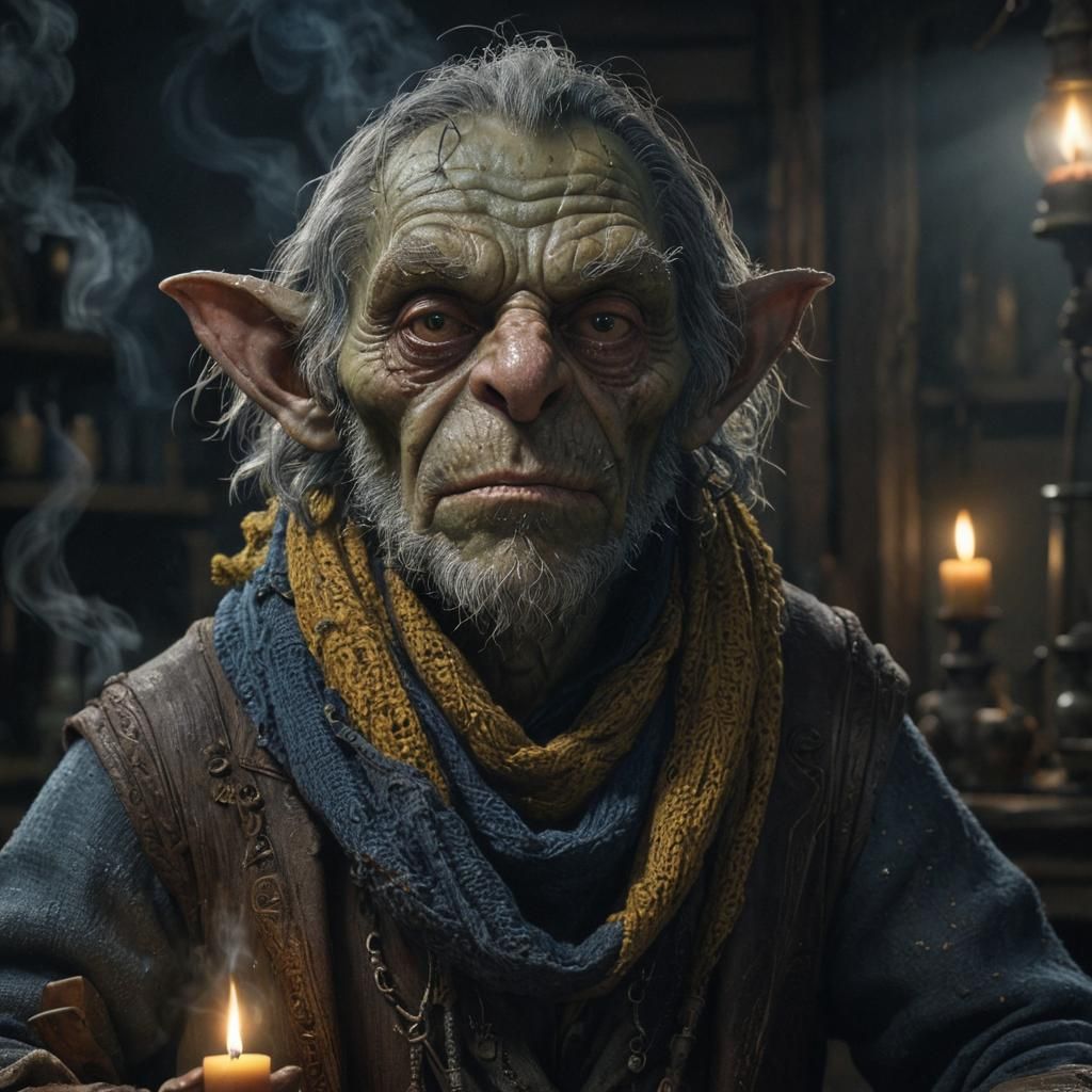 Goblin Alchemist Portrait in Historical Style