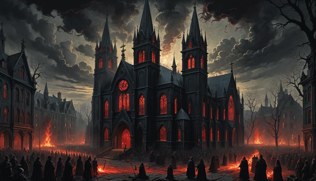 Gothic Victorian Church in Fiery Descent