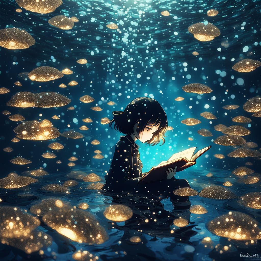 Underwater Sequined Reader: Surreal Vintage Photography