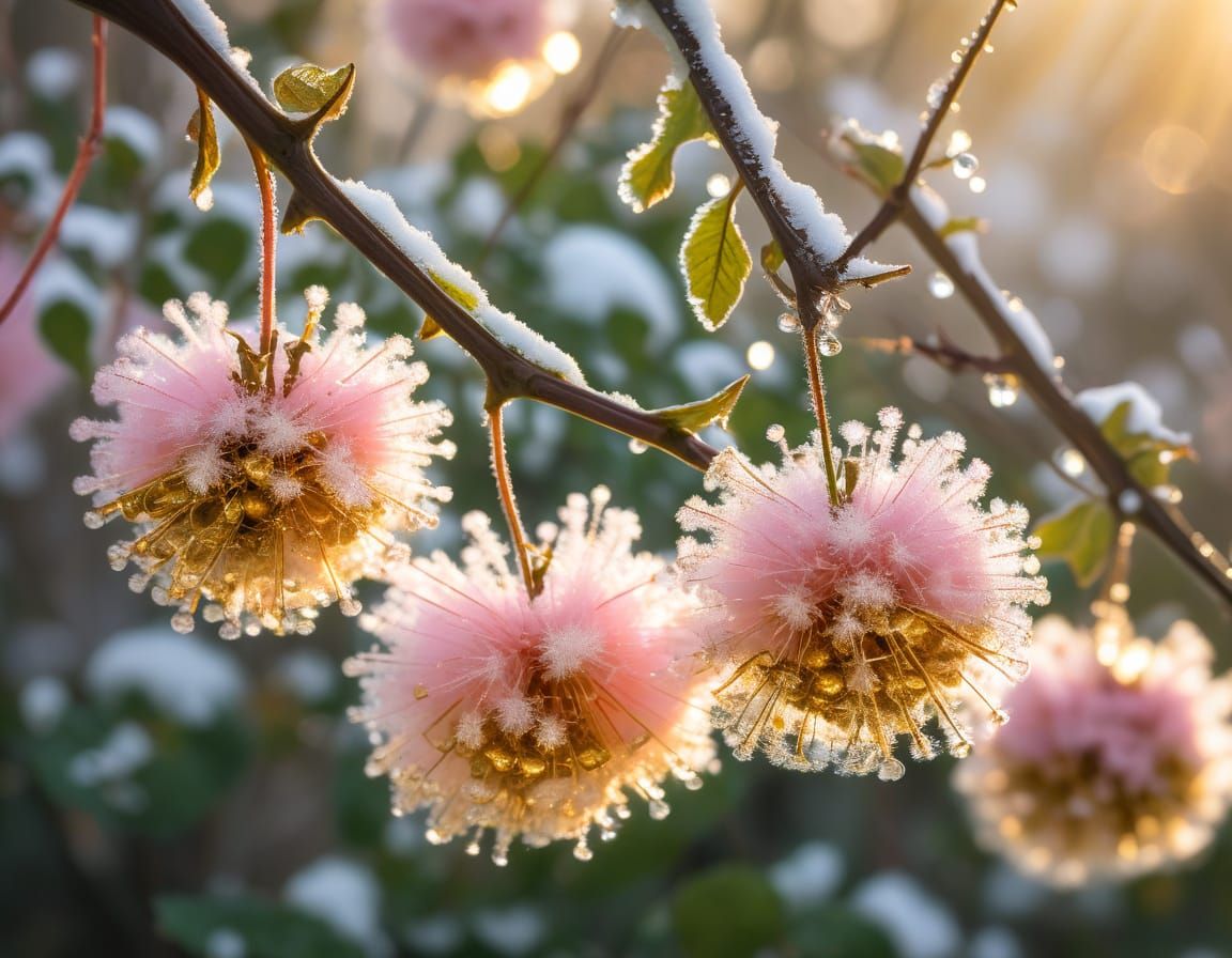 Glowing Fluffy Blooms in Morning Sunlight
