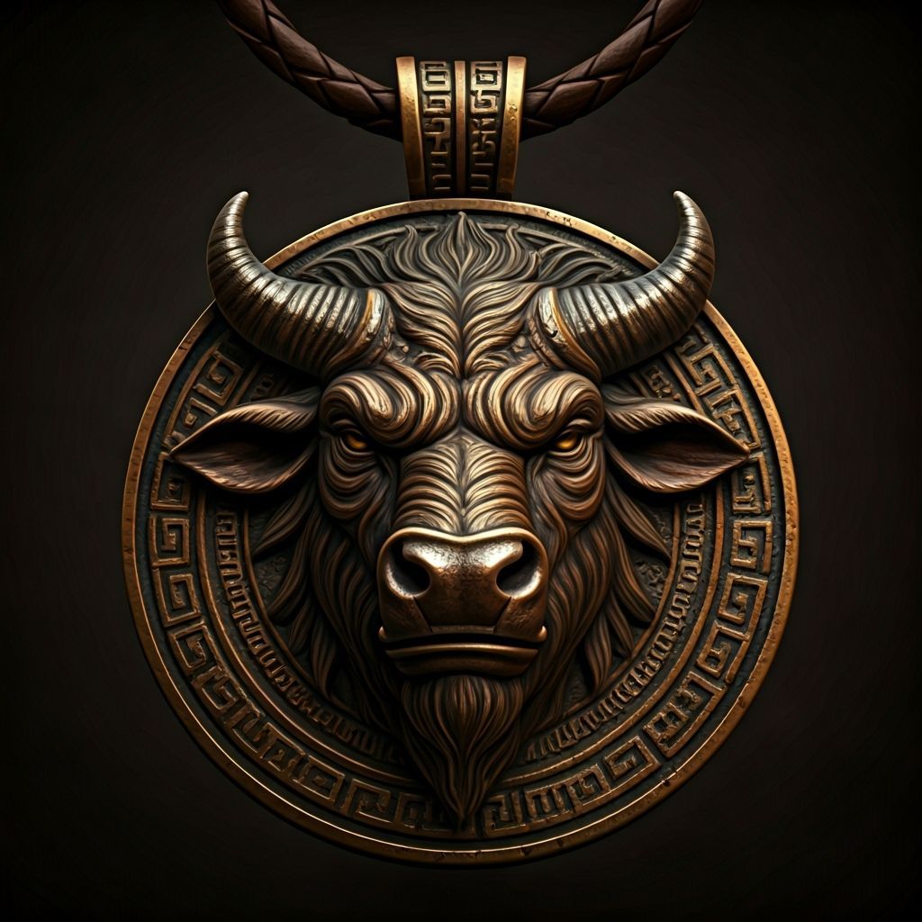 Bronze Minotaur Amulet with Ancient Engravings