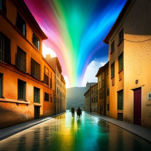 Plus Symbol in a Rainbow Atmosphere