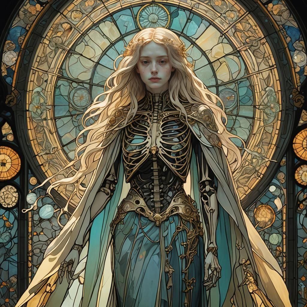 Ethereal Figure in Art Nouveau Cinematic Style