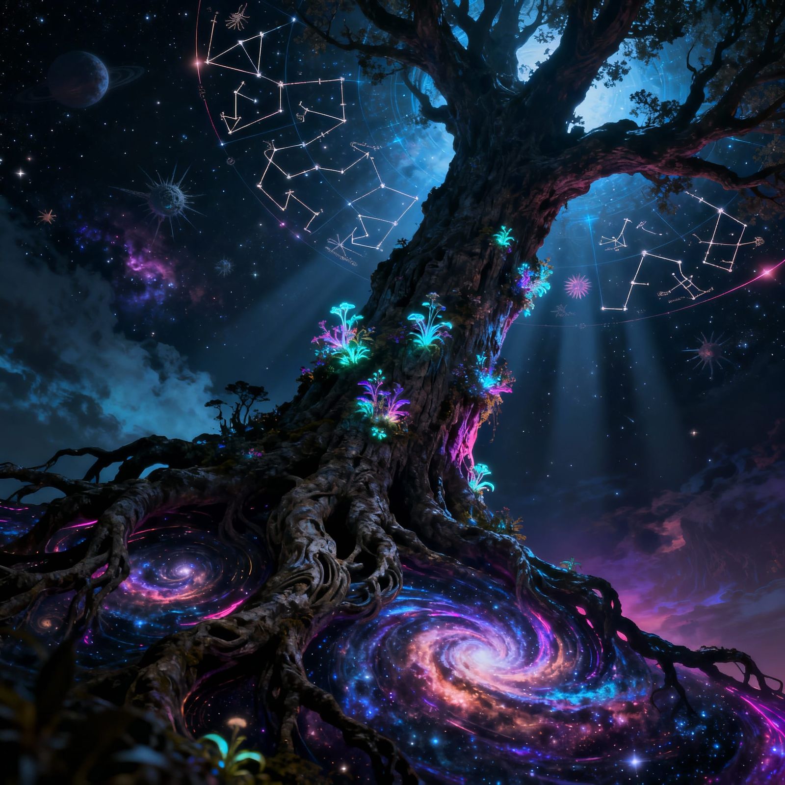 Cosmic Tree in Dark Fantasy Concept Art Style