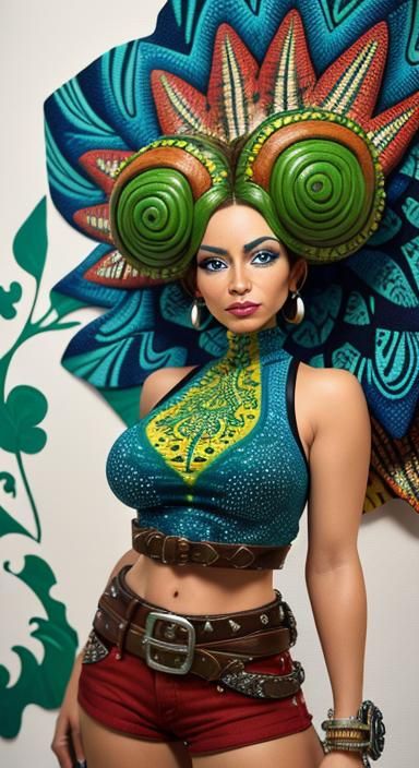 Neurographic Alebrije Portrait in Roy Lichtenstein Style