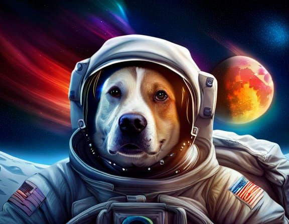 Dog Astronaut on the Moon: Hyperrealistic Digital Art