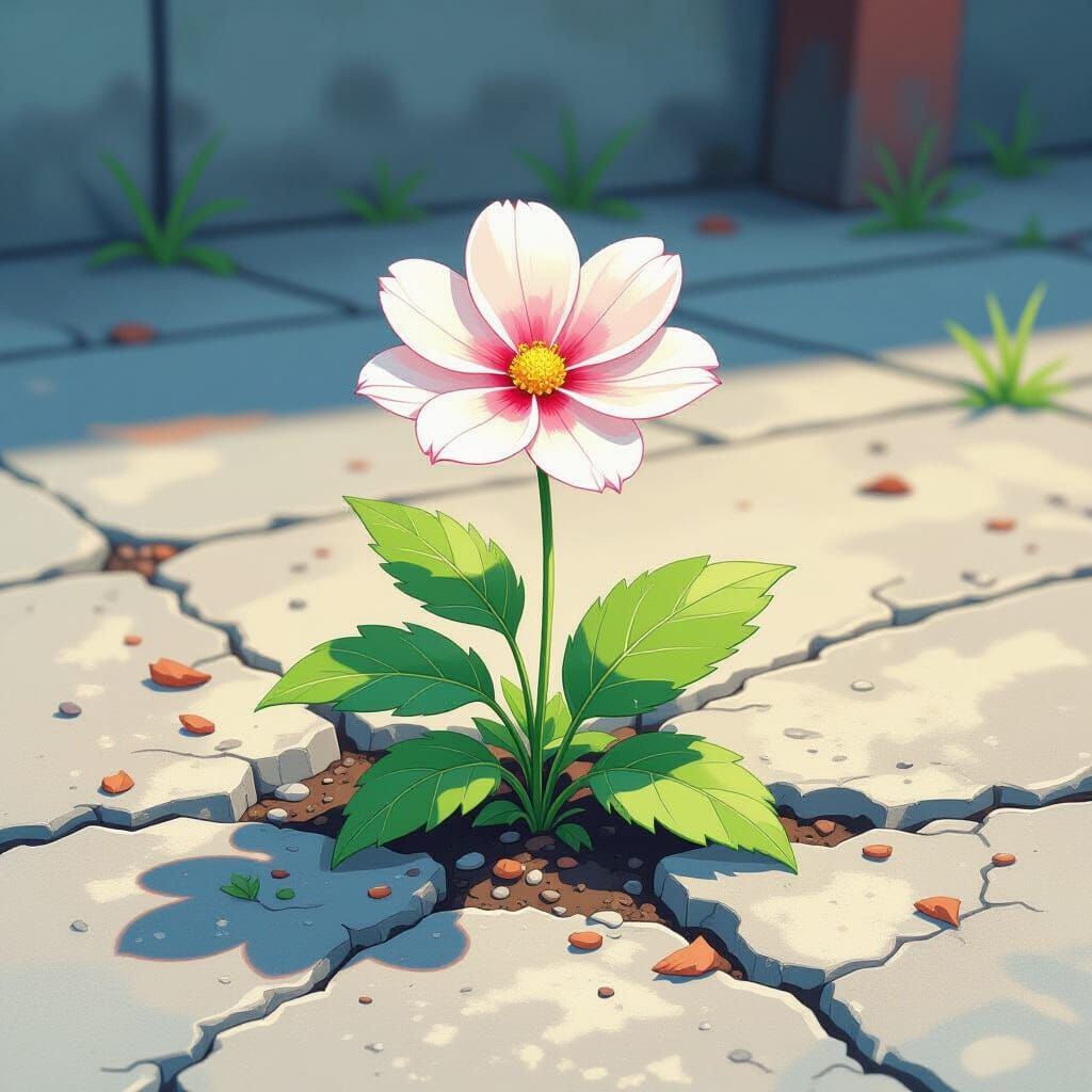 Resilient Flower Blooms in Urban Wasteland