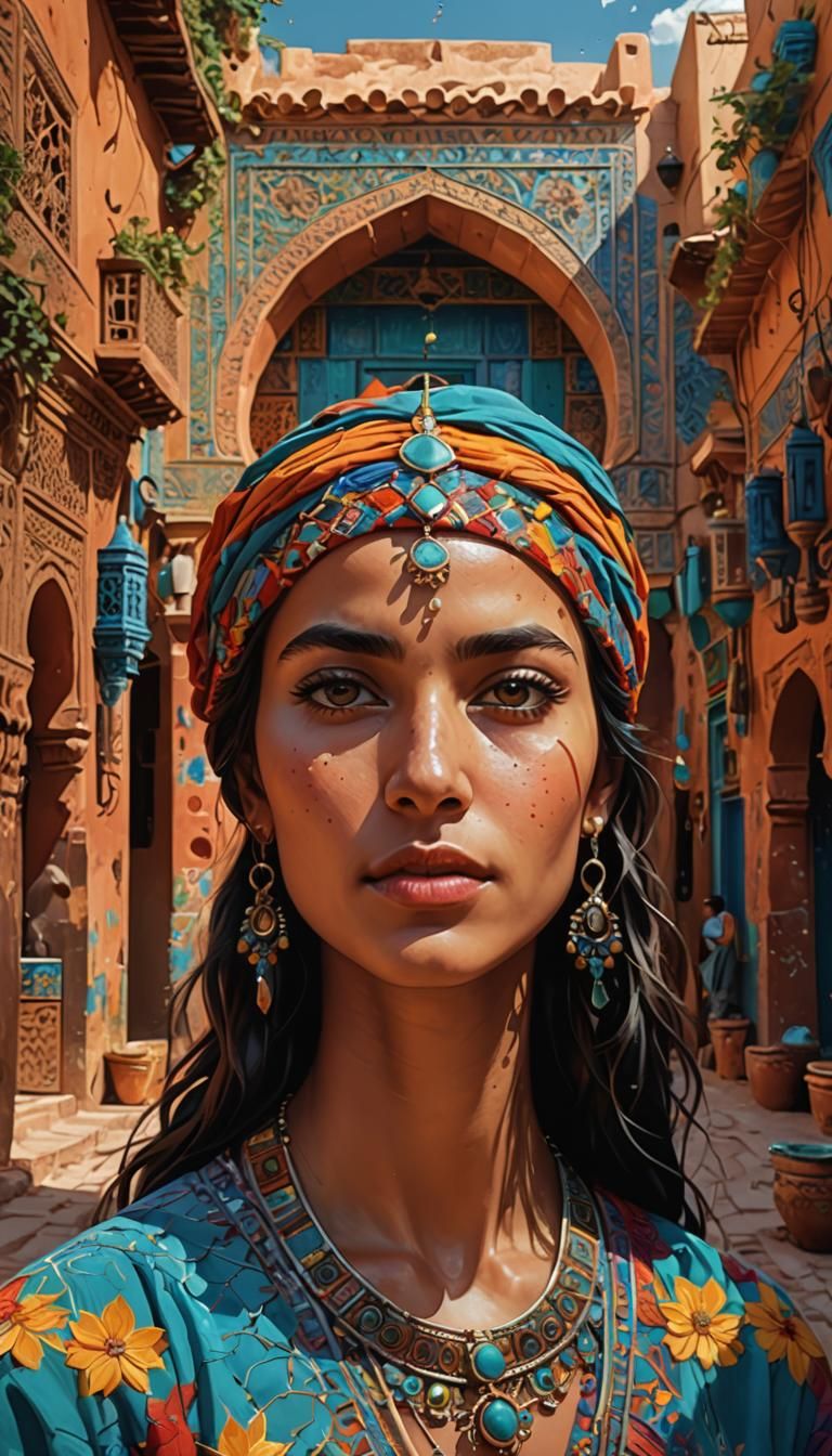 Moroccan Dreamscapes in Hyperrealistic Splash Art