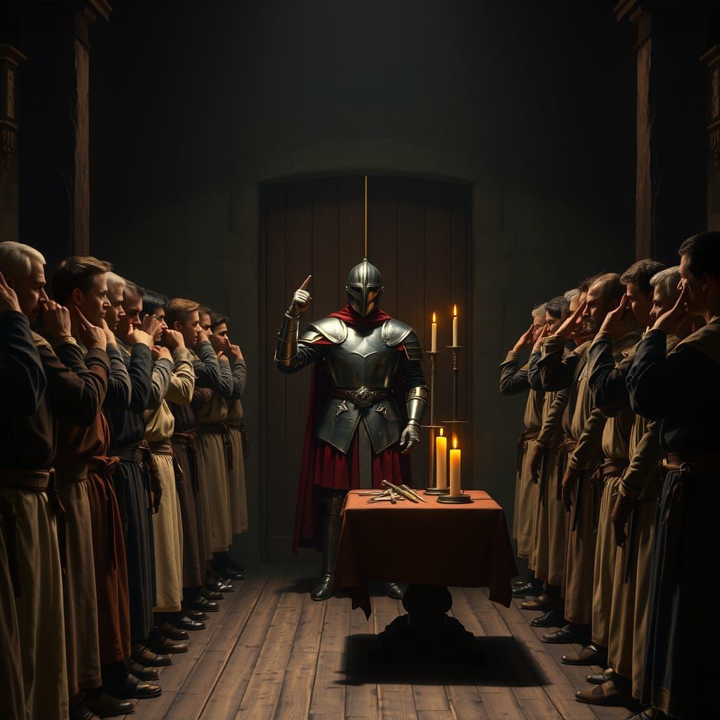 Medieval Warriors in Oath of Allegiance