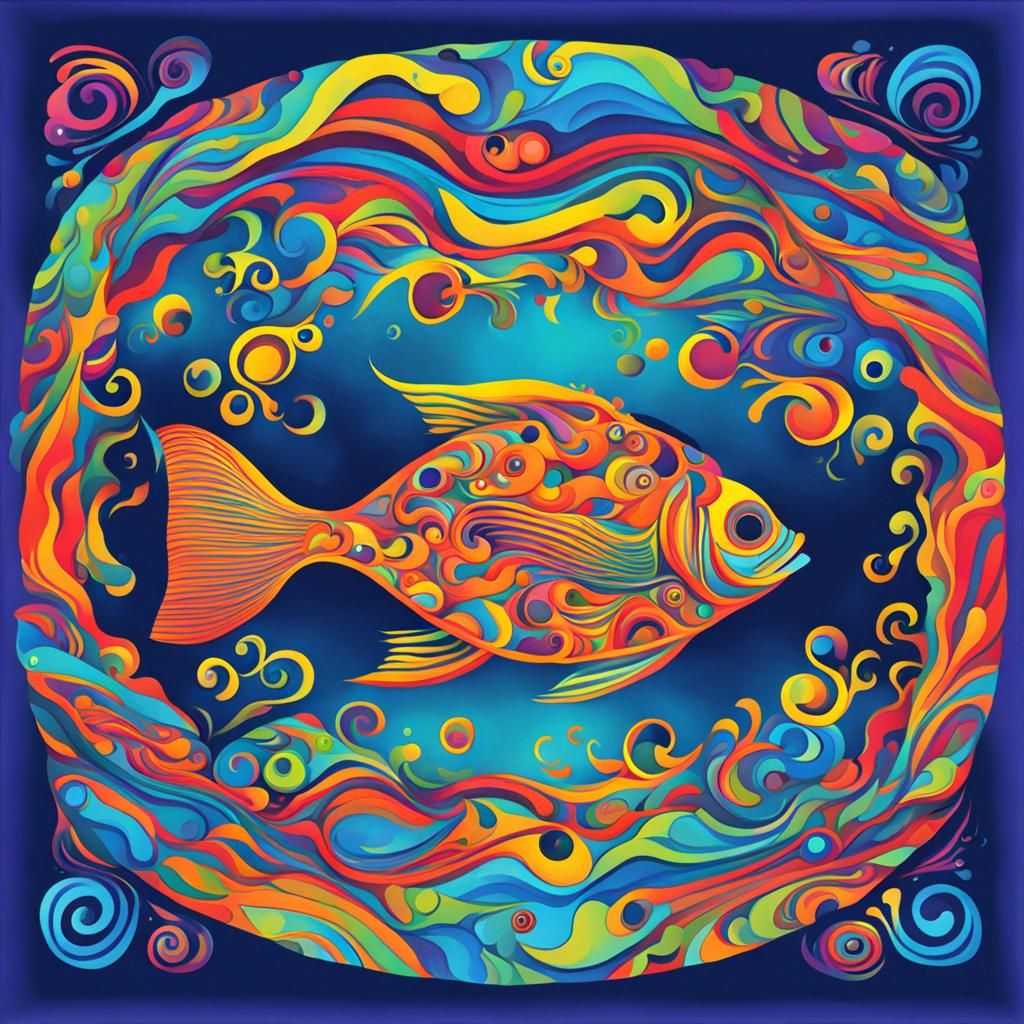 Psychedelic Fish in Abstract Colors