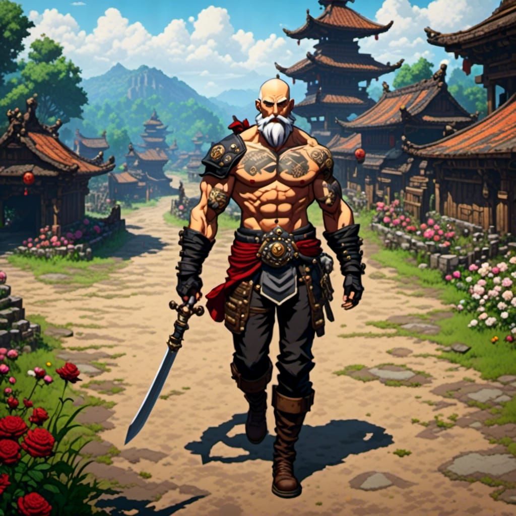 Anime Fighter in 2D Pixel Art Style