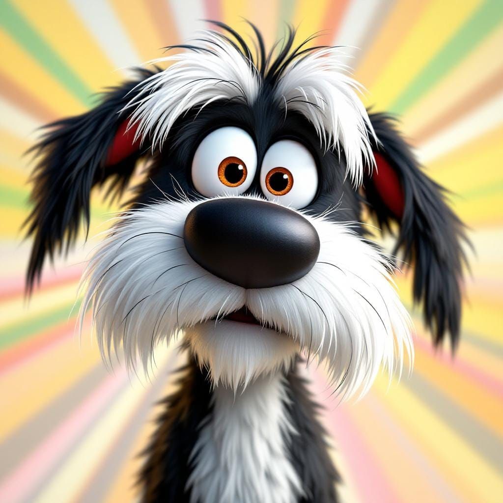 Expressive Cartoon Dog with Shiny Nose, in 3D Style