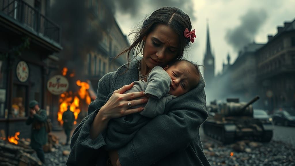 Devastation in Dansk: A WWII Era Scene