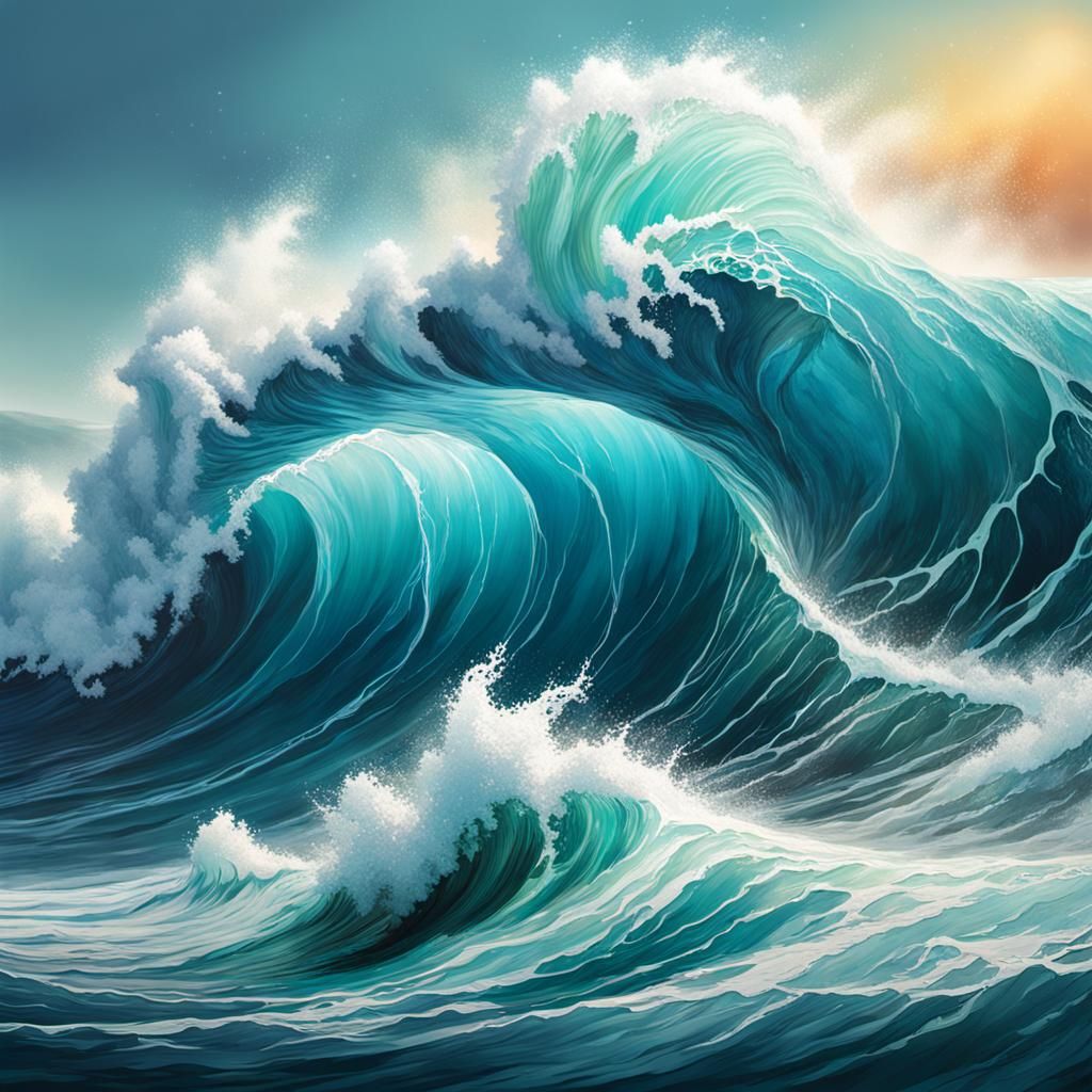 Hyperrealistic Ocean Rogue Wave Splash Art