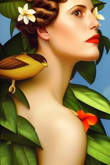 Tropical Birds in Amazon Garden: Luxurious Art Deco