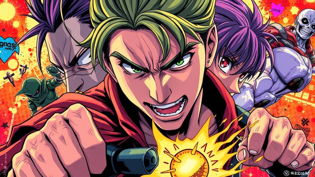 Vibrant Anime Key Visual Art in the Style of Japanese Manga