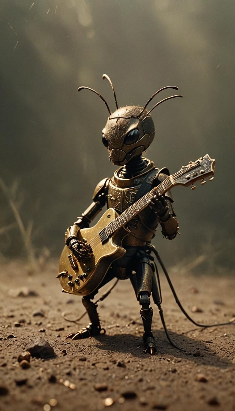 Ant Guitarist in Cinematic Film Still