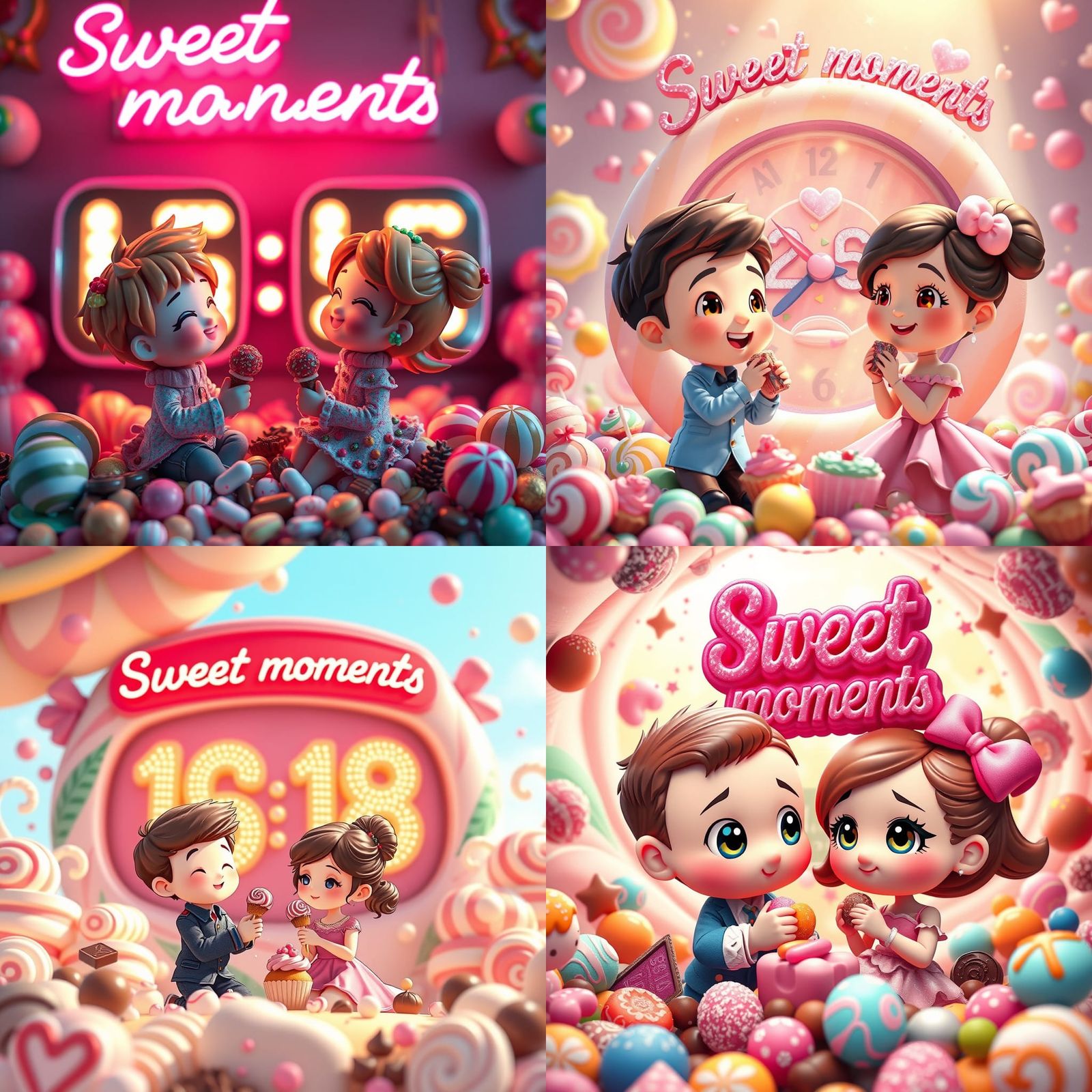 Chibi Couple's Sweet Moment in Digital Candy Land
