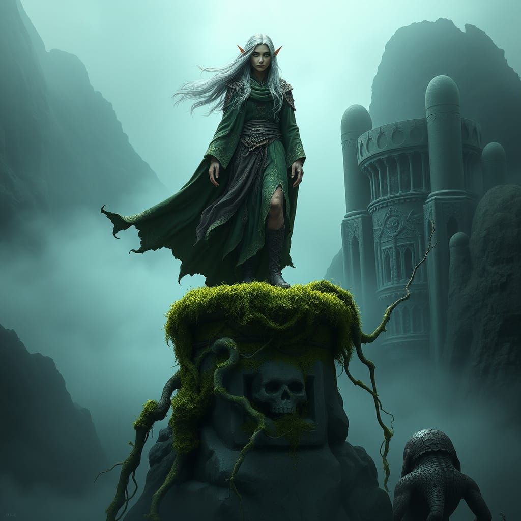 Mystical Elf Druid on Ancient Skull Island