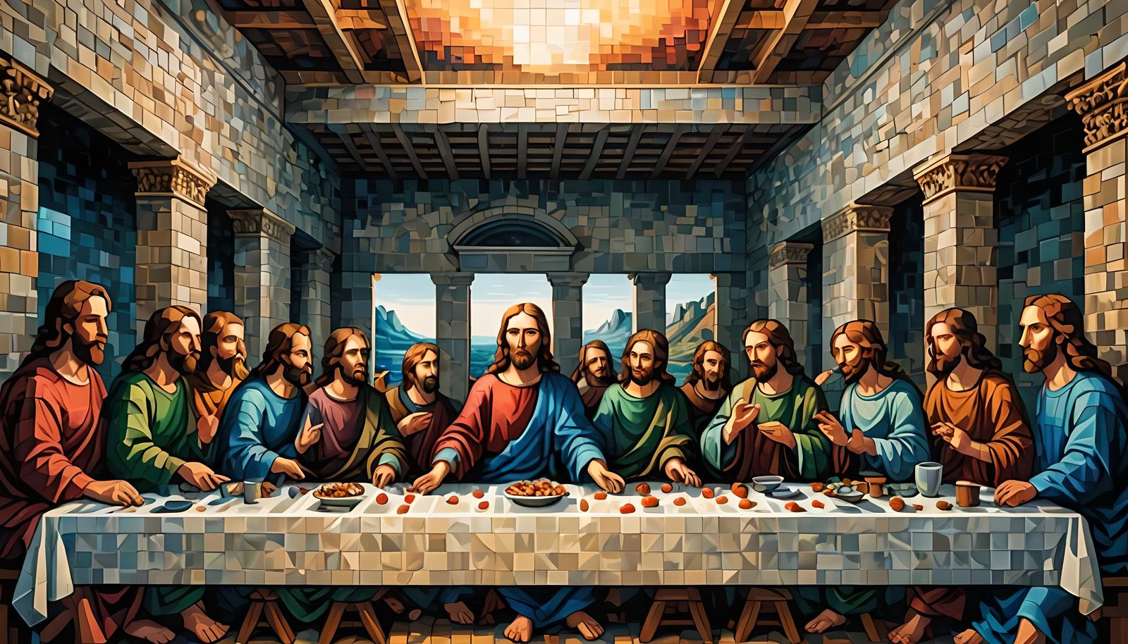 32-bit Pixelated Last Supper