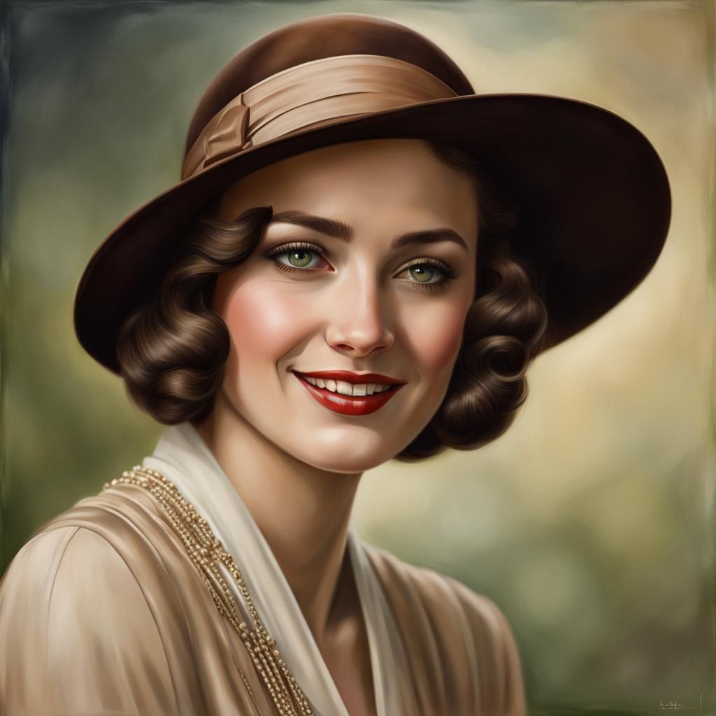1920s Woman Portrait in Hyperrealistic Style