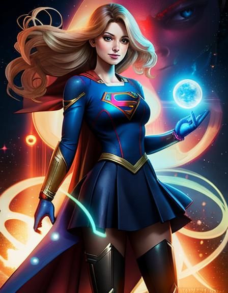 Magical Supergirl in Futuristic Victorian Style