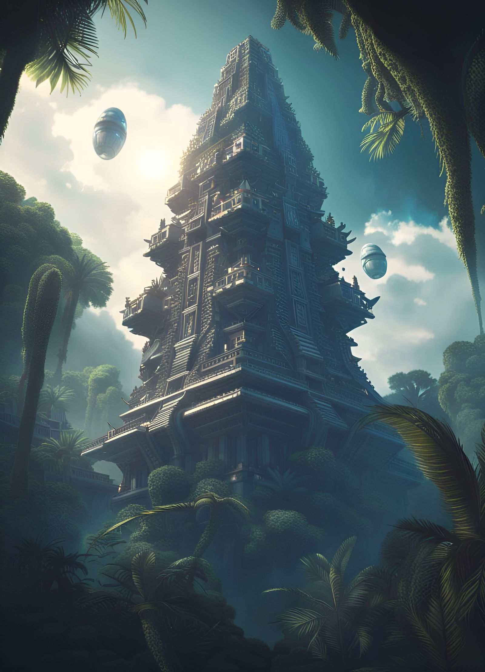The last of the lost, floating aztec style jungle temple in ...