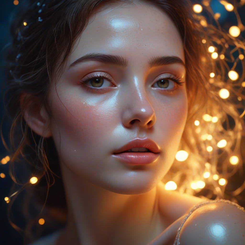 Serene Woman Radiates Ethereal Essence in Vibrant, Impressio...