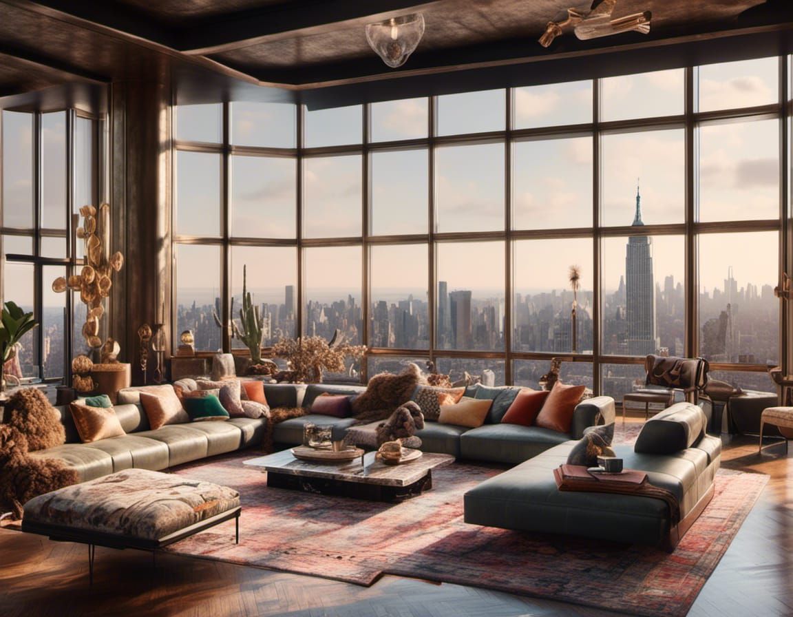 Interior of a New York penthouse.