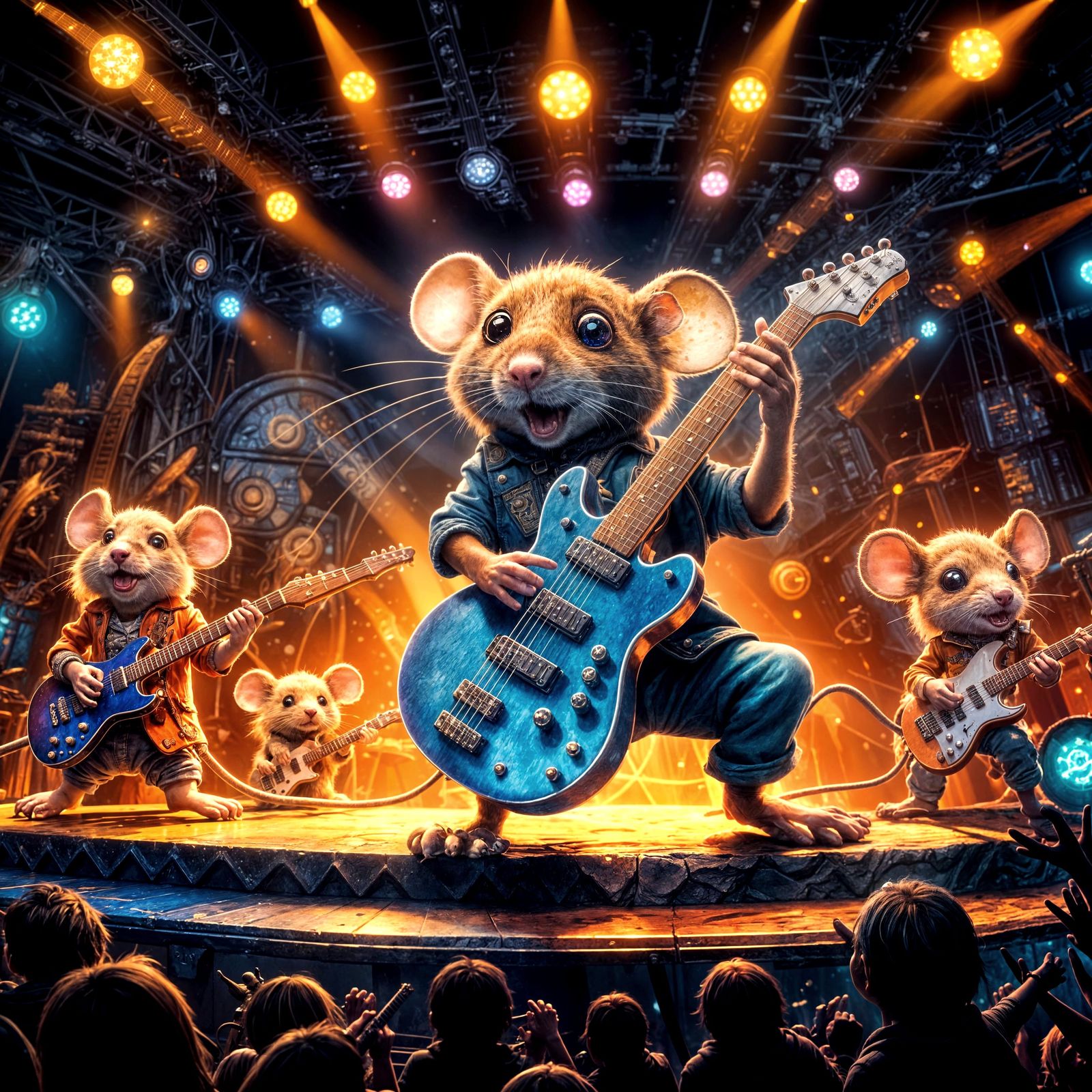 Miniature Mouse Rock Star Band on Stage