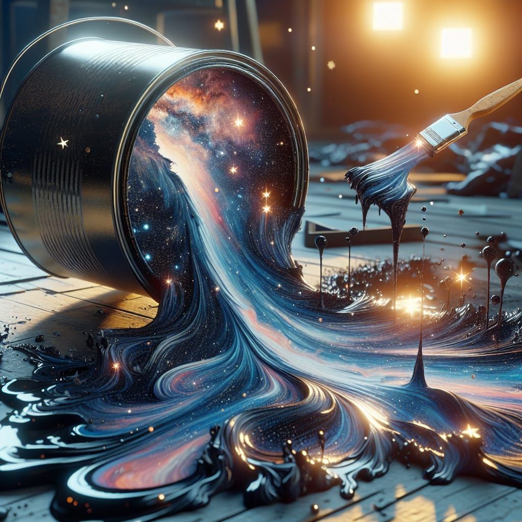 Paint Can Universe: Hyperrealistic Expressionist Masterpiece