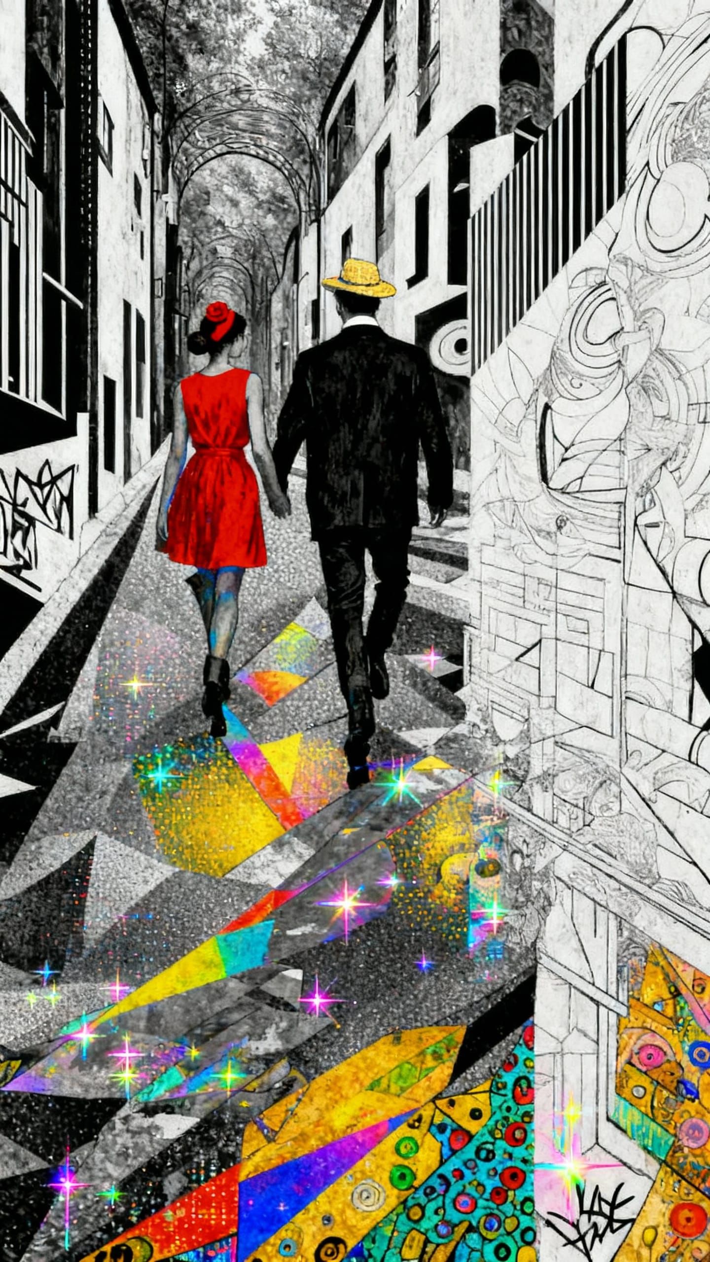 Bohemian Couple in Cyber Matrix Portrait