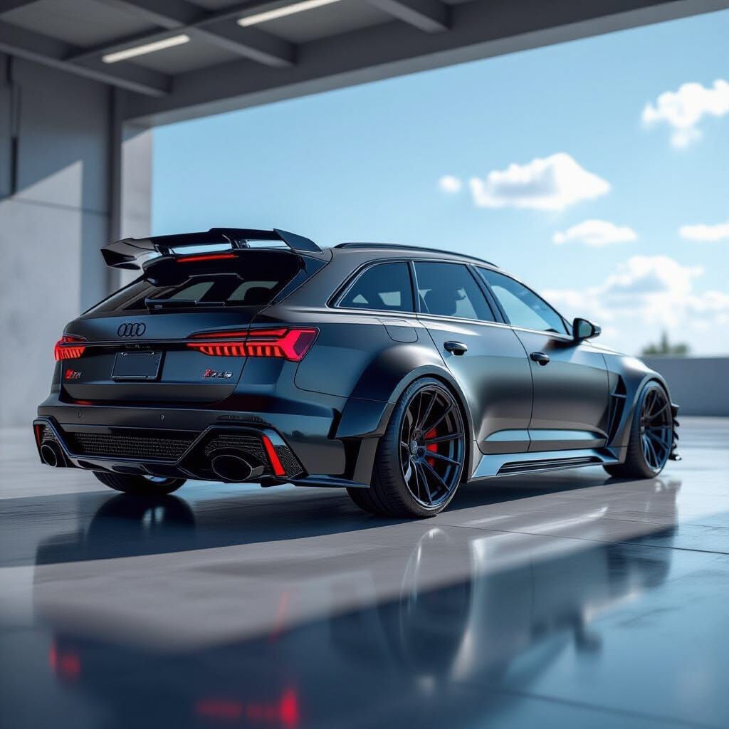 Customized 2025 Audi RS6 Avant in Matte Black and Red