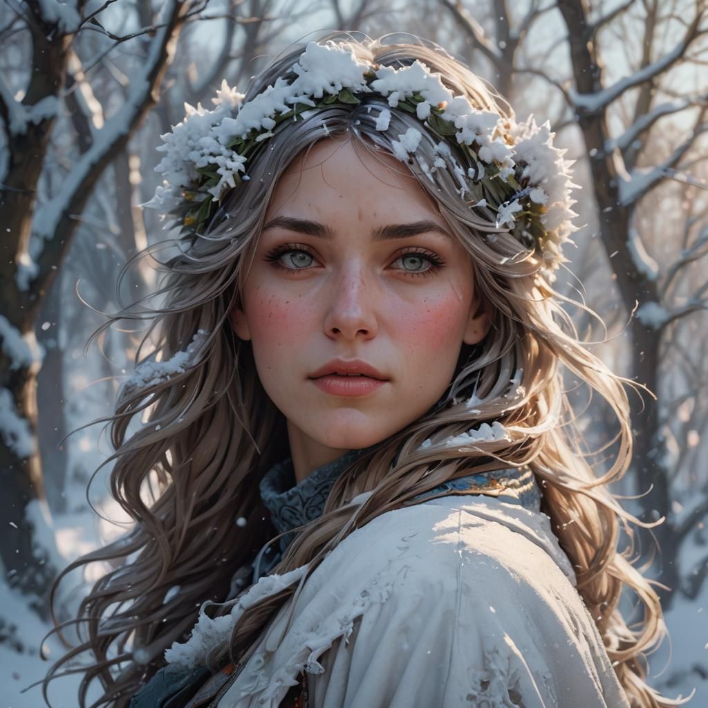 Detailed Winter Portrait in Digital Art Style