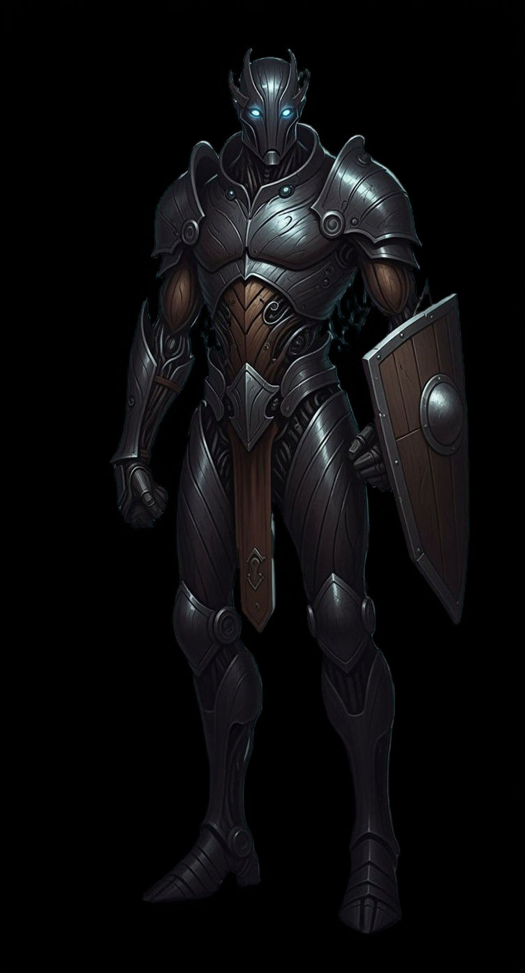 Warforged Warrior with Glowing Blue Eyes