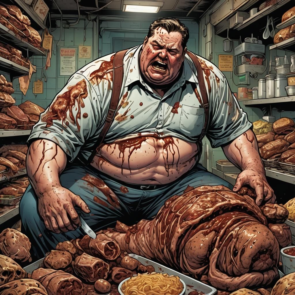 Disturbing Comic Art: Obese Man in Agony