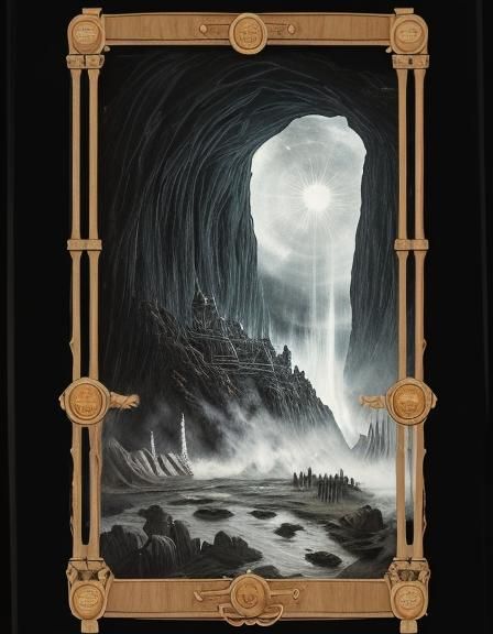 Monochrome Tarot Card Design with Ancient and Modern Element...