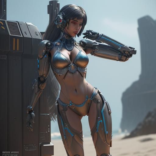 Futuristic Sci-Fi Bikini with Intricate Mech Details
