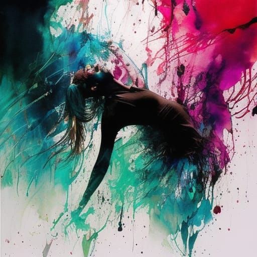Colorful Ink Splash Yoga Art in 3D