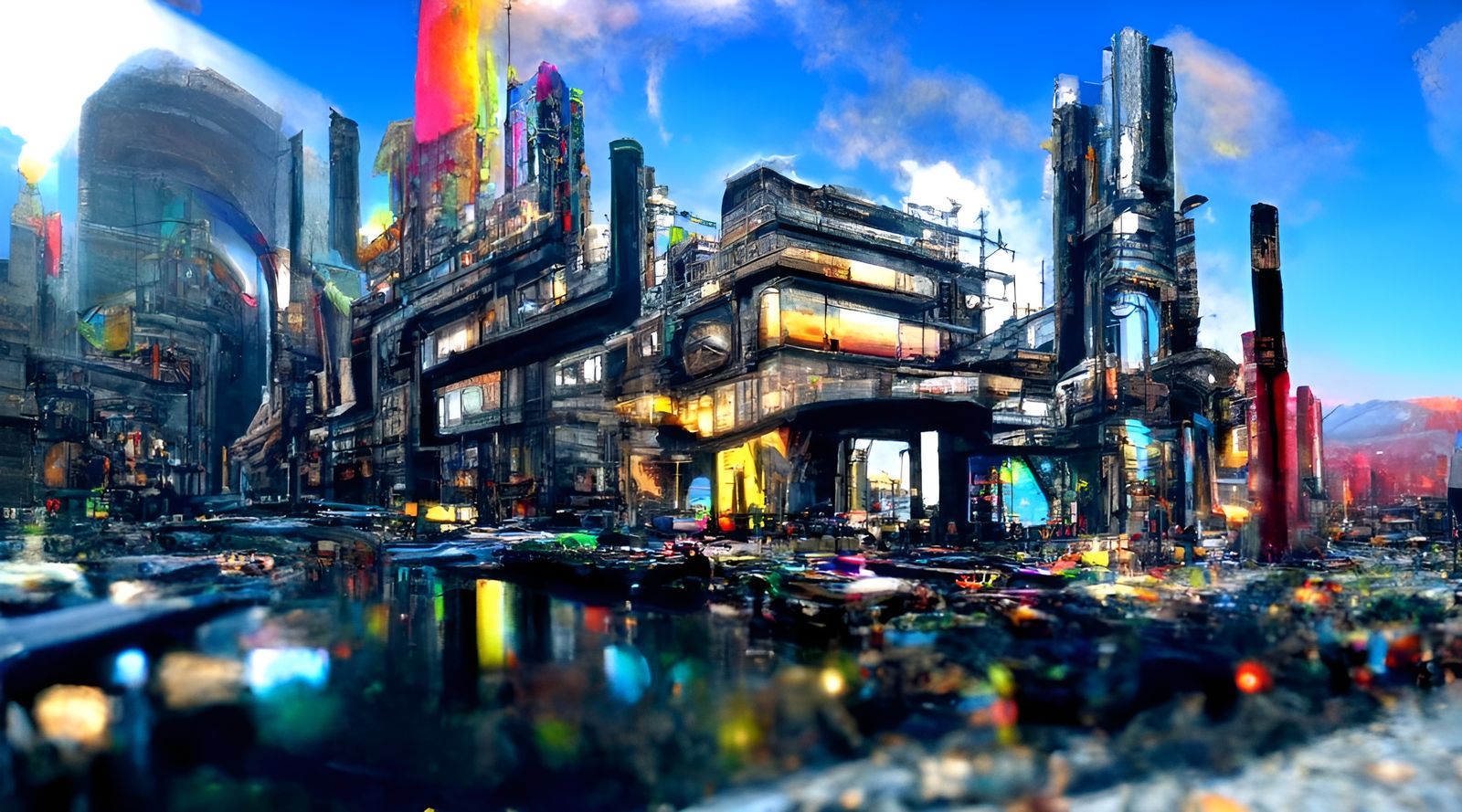 Futuristic Cityscape in Retro Sci-Fi Style