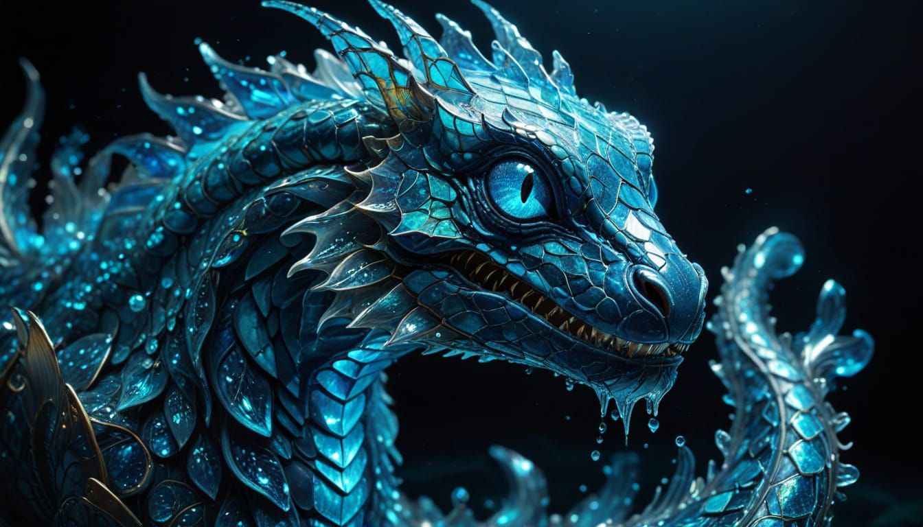 Surreal Bioluminescent Amphiptere Dives into the Ocean