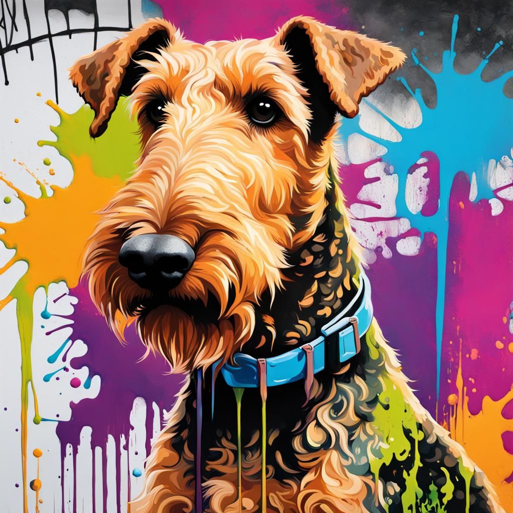 Airedale Terrier graffiti art