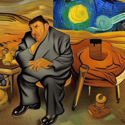 Tony Soprano Portrait in Van Gogh Style