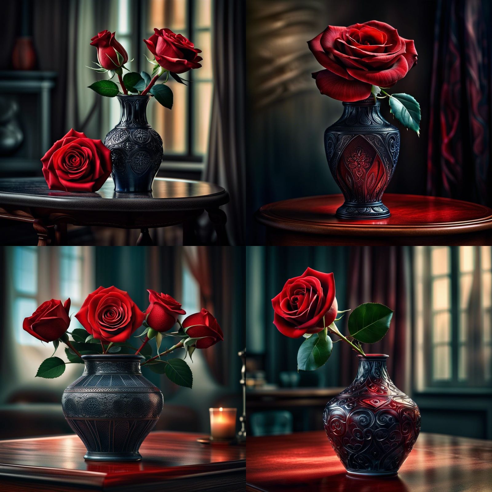 Single Red Rose in Vase: Hyperrealistic Photography